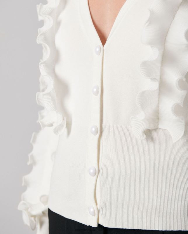 Anne Fontaine vrouwen ciline vest met lange mouwen en ruches bedekt vest kleding wit 06TRT488