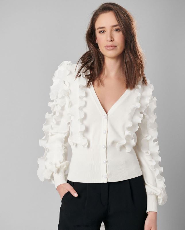 Anne Fontaine vrouwen ciline vest met lange mouwen en ruches bedekt vest kleding wit 06TRT488