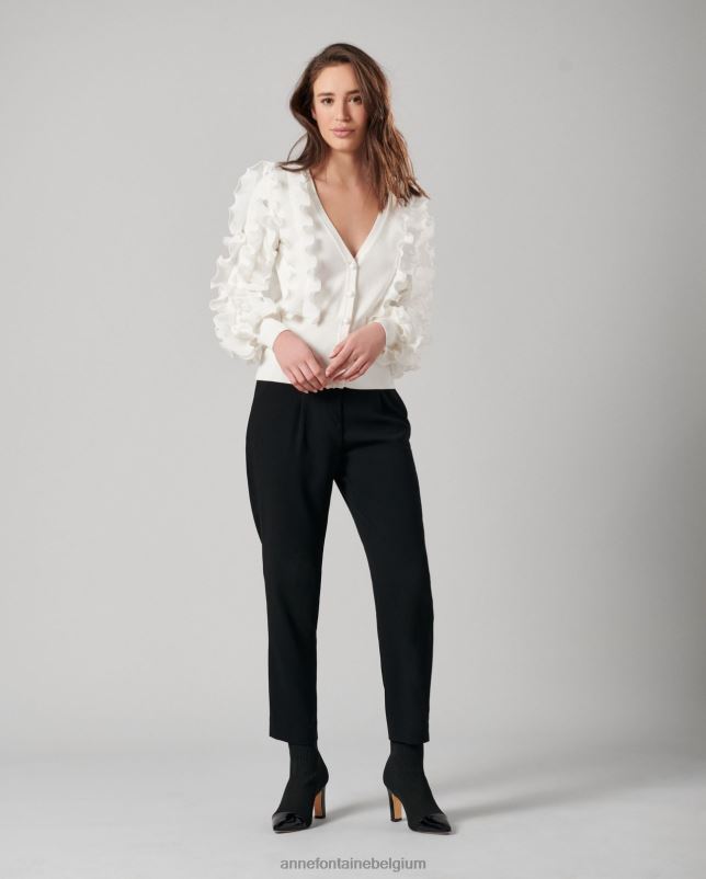 Anne Fontaine vrouwen ciline vest met lange mouwen en ruches bedekt vest kleding wit 06TRT488