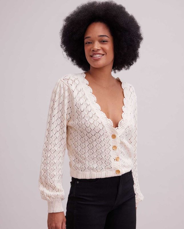 Anne Fontaine vrouwen olijfgroen vest crème gehaakt gebreid vest met geschulpte biezen kleding beige 06TRT498