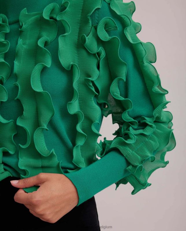 Anne Fontaine vrouwen sidaline trui geplooide trui met ruches en nephals kleding munt 06TRT477