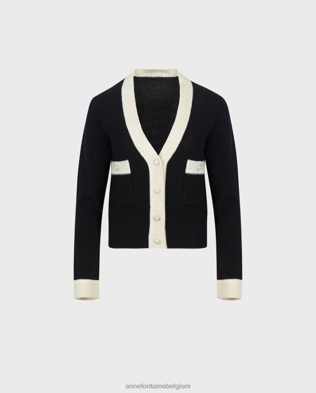 Anne Fontaine vrouwen vest met script en lange mouwen van een wolmix cropped vest kleding zwart 06TRT481