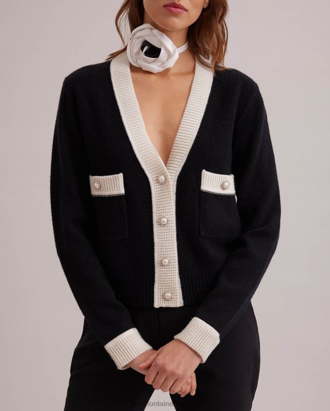 Anne Fontaine vrouwen vest met script en lange mouwen van een wolmix cropped vest kleding zwart 06TRT481