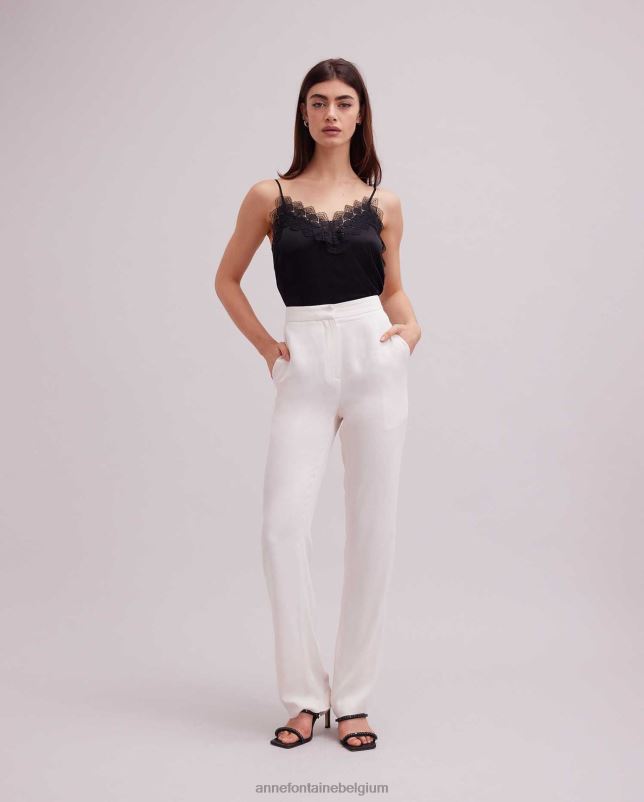 Anne Fontaine vrouwen Agave top zijden hemdje met kanten randen kleding zwart 06TRT262