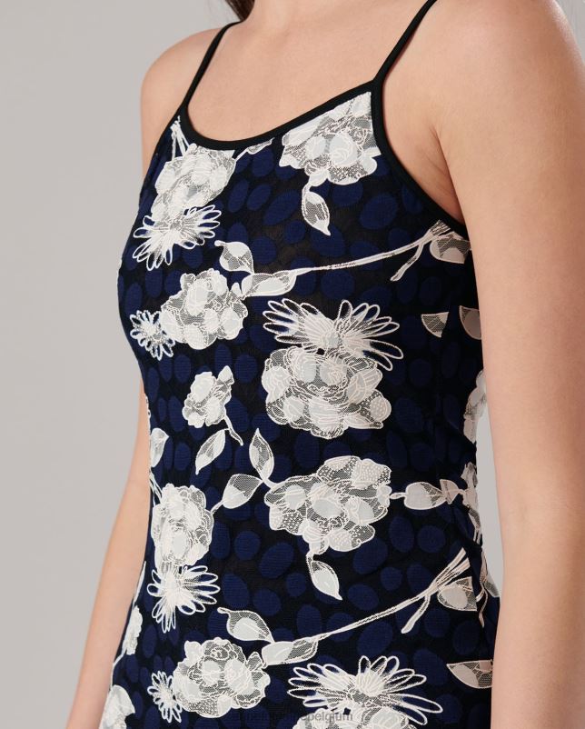 Anne Fontaine vrouwen Vana hemdje van stretchkant met bloemenkant en dunne bandjes kleding blauw 06TRT310