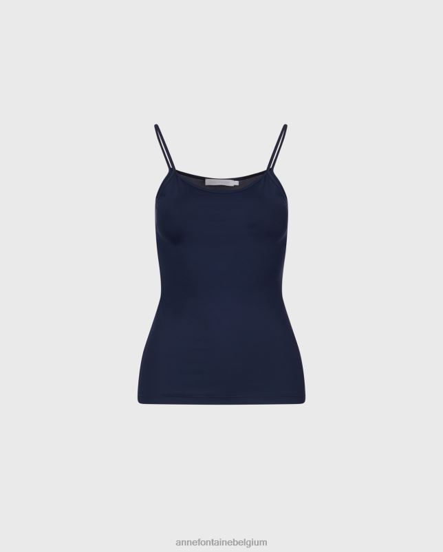 Anne Fontaine vrouwen cintia hemdje stretch hemdje met dunne bandjes kleding blauw 06TRT301