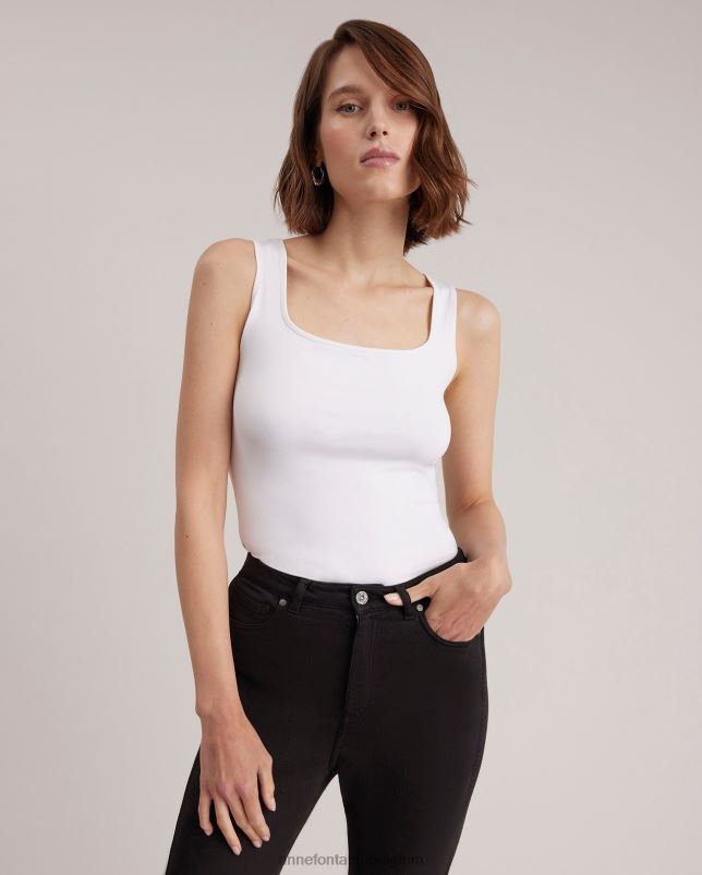 Anne Fontaine vrouwen dameshemdje met brede band kleding wit 06TRT306