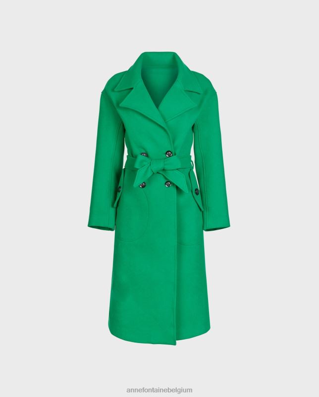 Anne Fontaine vrouwen Author-trenchcoat met grote ingekerfde kraag en strikceintuur in de taille kleding munt 06TRT410