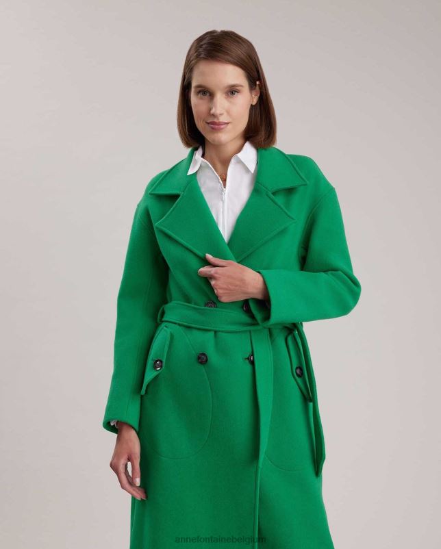 Anne Fontaine vrouwen Author-trenchcoat met grote ingekerfde kraag en strikceintuur in de taille kleding munt 06TRT410