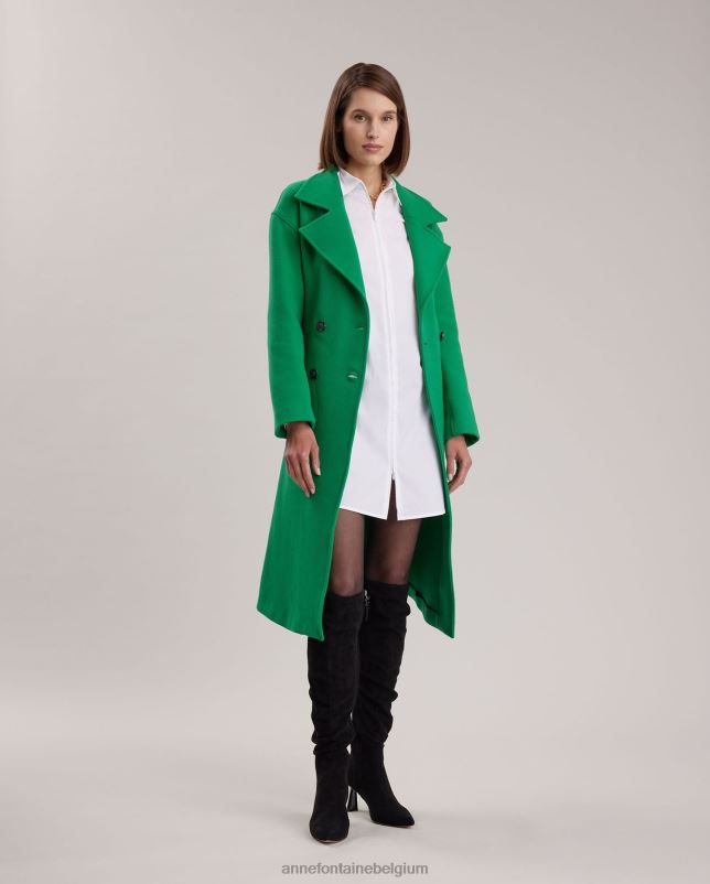 Anne Fontaine vrouwen Author-trenchcoat met grote ingekerfde kraag en strikceintuur in de taille kleding munt 06TRT410