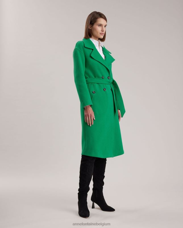 Anne Fontaine vrouwen Author-trenchcoat met grote ingekerfde kraag en strikceintuur in de taille kleding munt 06TRT410