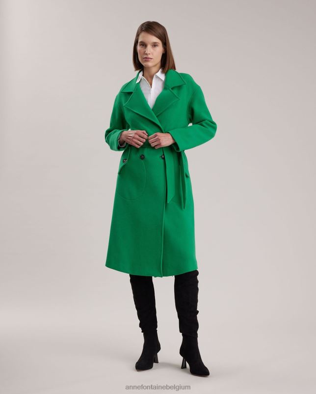 Anne Fontaine vrouwen Author-trenchcoat met grote ingekerfde kraag en strikceintuur in de taille kleding munt 06TRT410