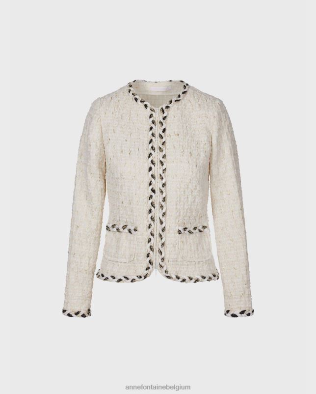 Anne Fontaine vrouwen Chelsea jack van gewatteerd tweed jack met gevlochten detail kleding wit 06TRT412