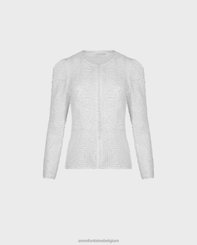 Anne Fontaine vrouwen Encrier jack van rasterstof met wimperrand kleding wit 06TRT421