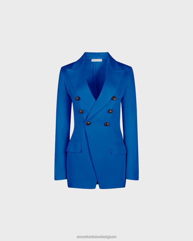 Anne Fontaine vrouwen Getailleerd colbert van het type lonora-blazer met dubbele rij knopen kleding blauw 06TRT403