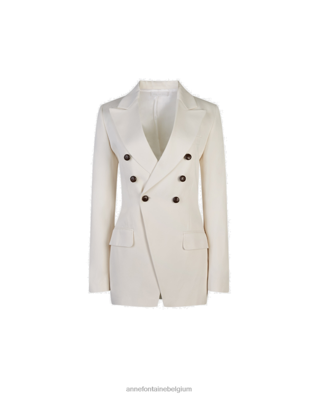 Anne Fontaine vrouwen Getailleerd colbert van het type lonora-blazer met dubbele rij knopen kleding wit 06TRT397