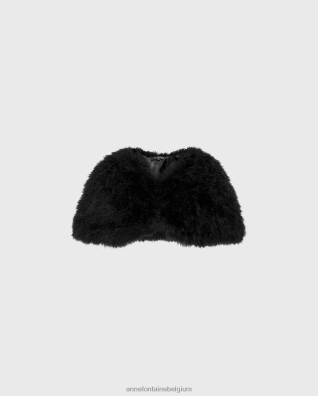 Anne Fontaine vrouwen Laudali cape gevoerde veren cape kleding zwart 06TRT452