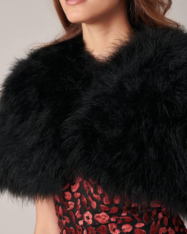 Anne Fontaine vrouwen Laudali cape gevoerde veren cape kleding zwart 06TRT452