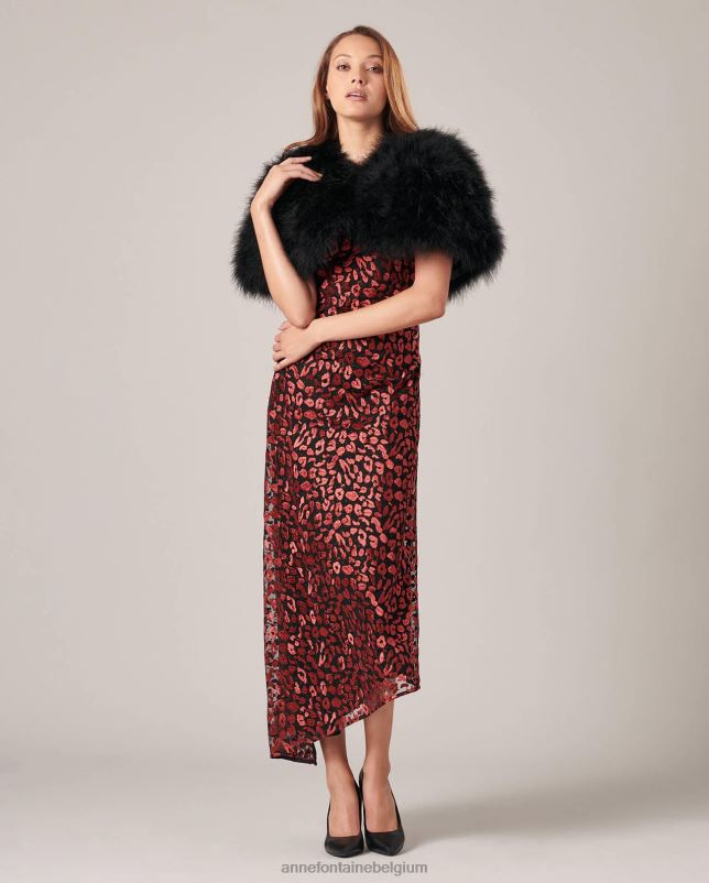 Anne Fontaine vrouwen Laudali cape gevoerde veren cape kleding zwart 06TRT452