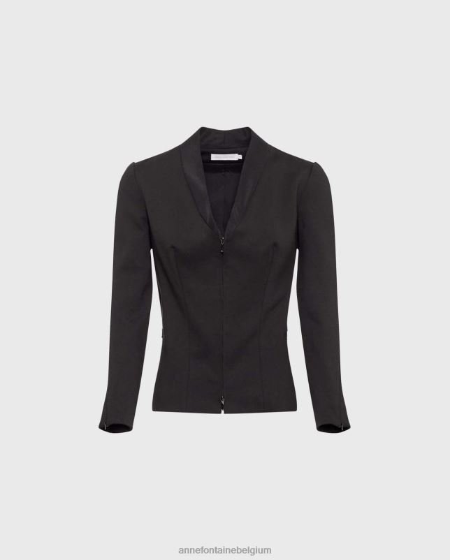 Anne Fontaine vrouwen Liam jasje met nep-sjaalkraag kleding zwart 06TRT451