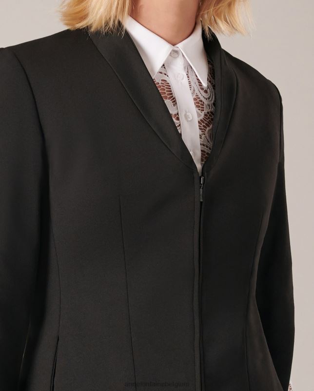 Anne Fontaine vrouwen Liam jasje met nep-sjaalkraag kleding zwart 06TRT451