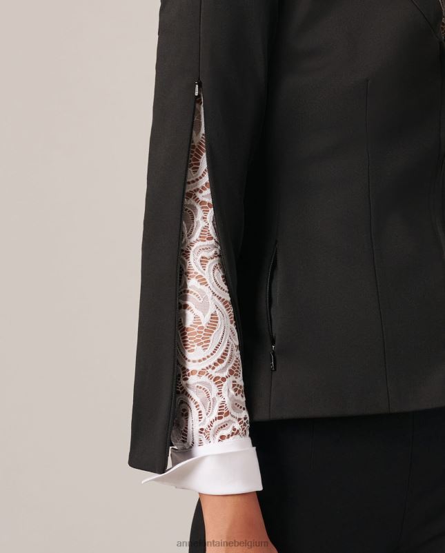 Anne Fontaine vrouwen Liam jasje met nep-sjaalkraag kleding zwart 06TRT451