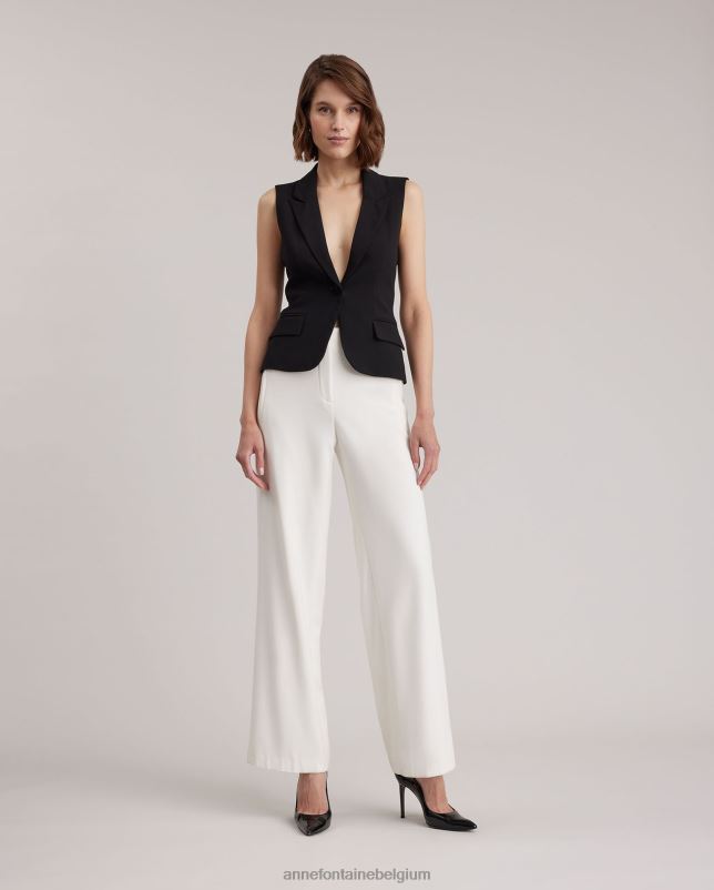 Anne Fontaine vrouwen Varly vest, op maat gemaakt vest met enkele knoop en ingekeepte revers kleding zwart 06TRT414