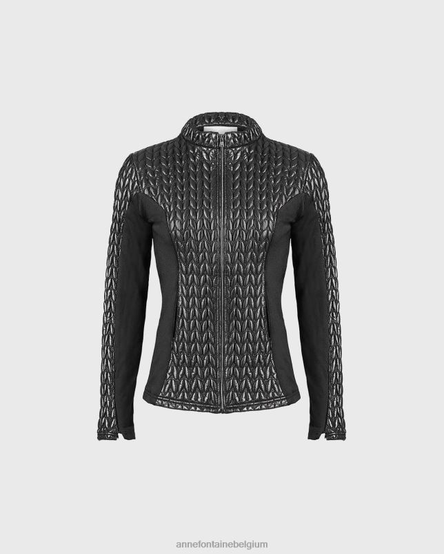 Anne Fontaine vrouwen fanja jas gewatteerd jack van gemengd materiaal kleding zwart 06TRT448