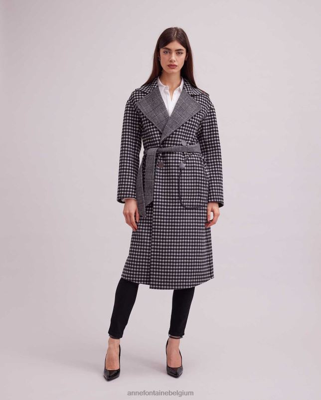 Anne Fontaine vrouwen felicie jas, knielange, omkeerbare jas met patroon kleding stijlvol 06TRT423