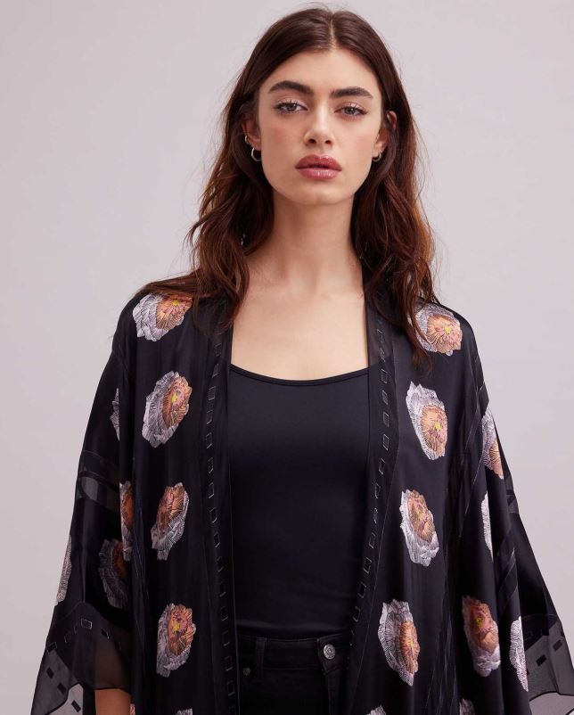 Anne Fontaine vrouwen imono kimono kimono met franjes kleding bloemenprint 06TRT425