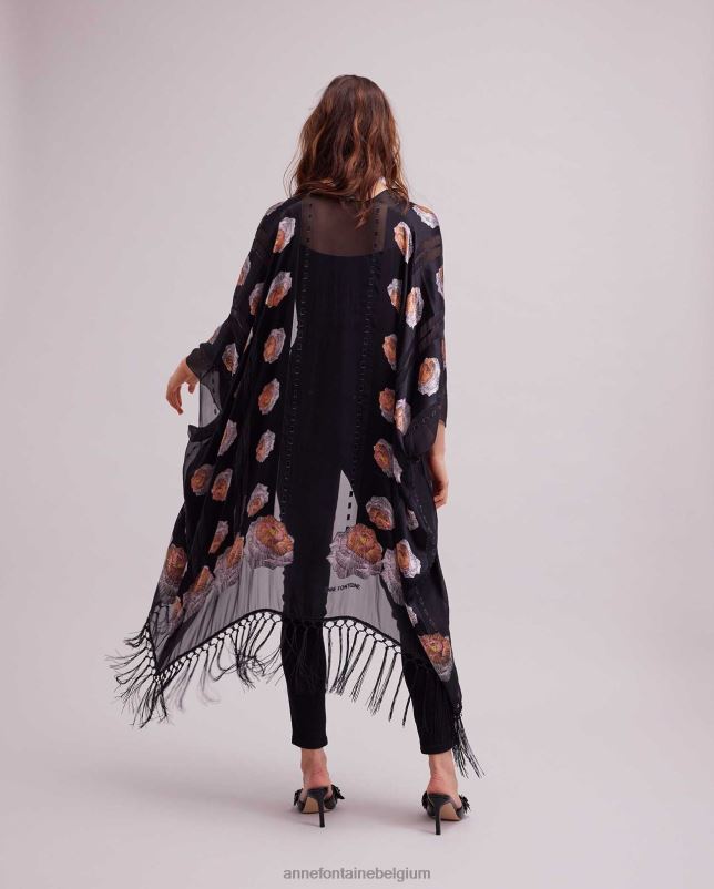 Anne Fontaine vrouwen imono kimono kimono met franjes kleding bloemenprint 06TRT425