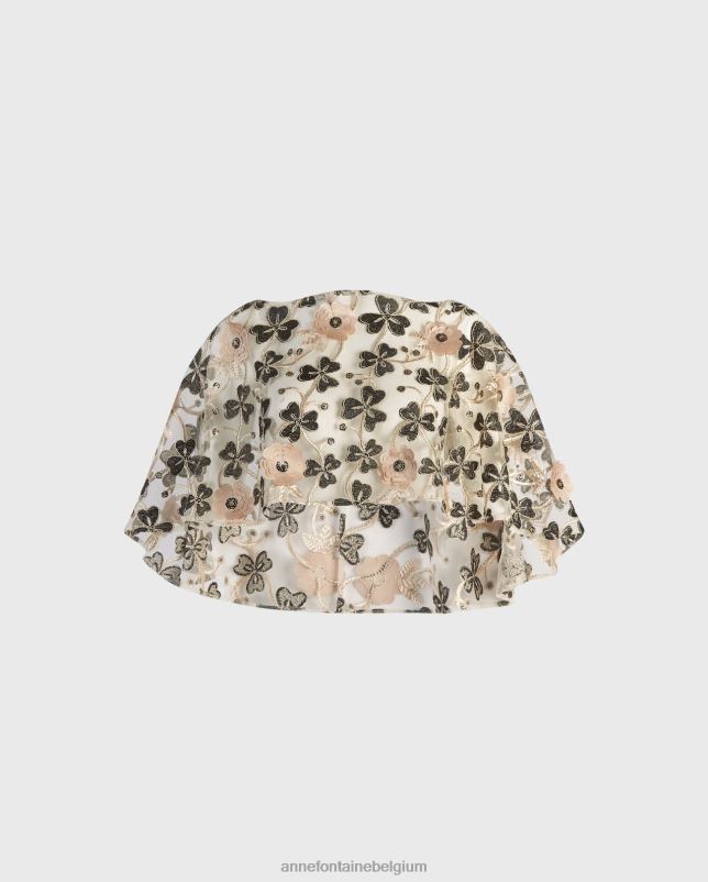 Anne Fontaine vrouwen lafitenia cape 3d schoudertopper kleding bloemen 06TRT459
