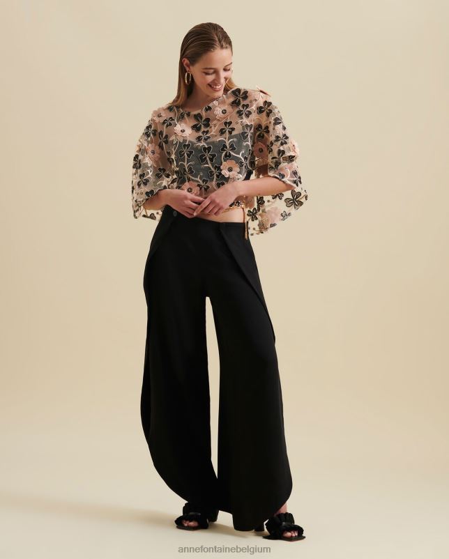 Anne Fontaine vrouwen lafitenia cape 3d schoudertopper kleding bloemen 06TRT459