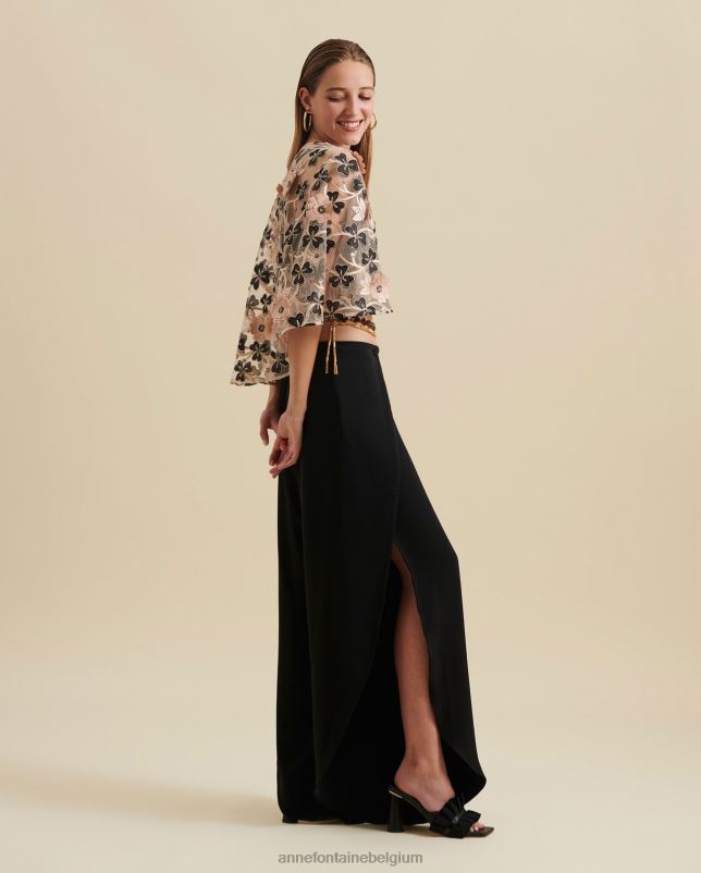 Anne Fontaine vrouwen lafitenia cape 3d schoudertopper kleding bloemen 06TRT459