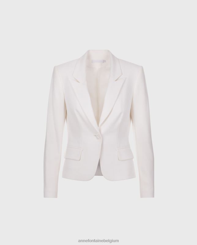 Anne Fontaine vrouwen lido jasje off-textuur crêpe jasje met geometrische knoop kleding wit 06TRT420