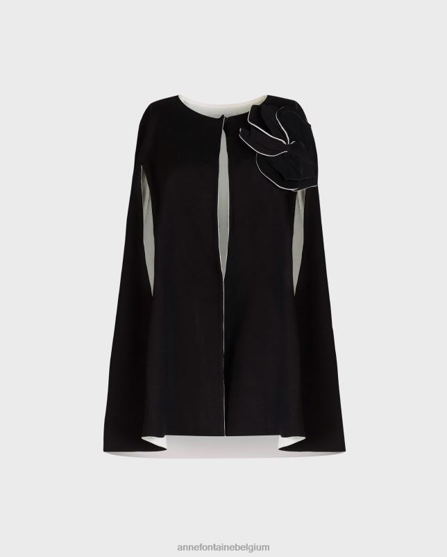 Anne Fontaine vrouwen manolo cape milano cape met armsgatopeningen en afneembare bloempin kleding zwart 06TRT453