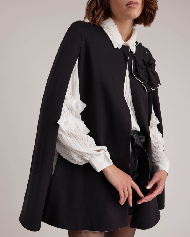Anne Fontaine vrouwen manolo cape milano cape met armsgatopeningen en afneembare bloempin kleding zwart 06TRT453