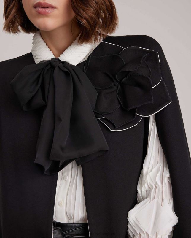 Anne Fontaine vrouwen manolo cape milano cape met armsgatopeningen en afneembare bloempin kleding zwart 06TRT453