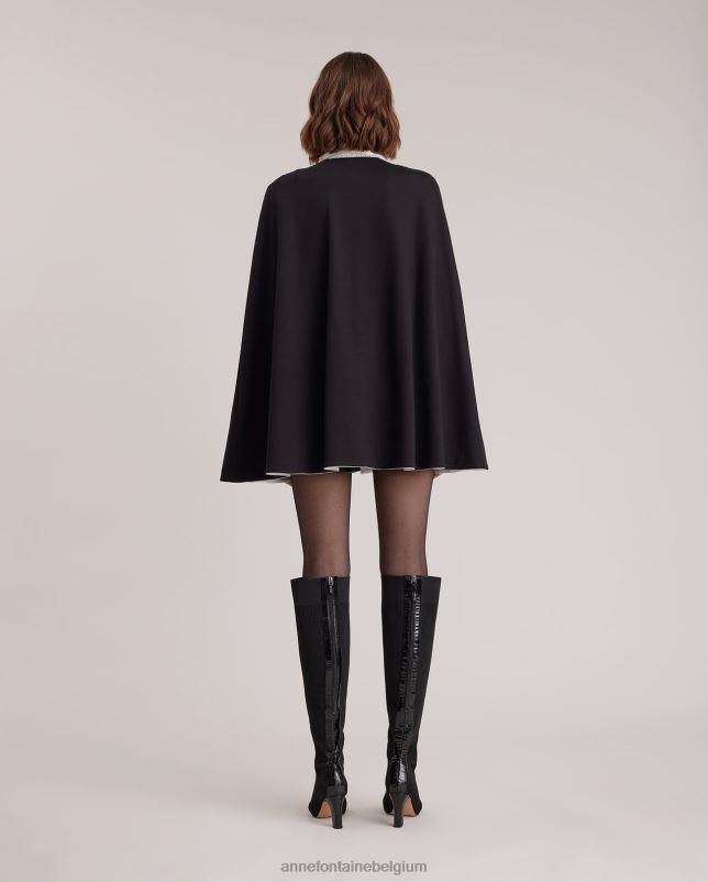 Anne Fontaine vrouwen manolo cape milano cape met armsgatopeningen en afneembare bloempin kleding zwart 06TRT453