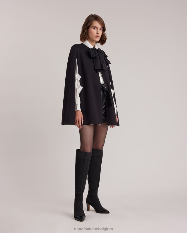 Anne Fontaine vrouwen manolo cape milano cape met armsgatopeningen en afneembare bloempin kleding zwart 06TRT453