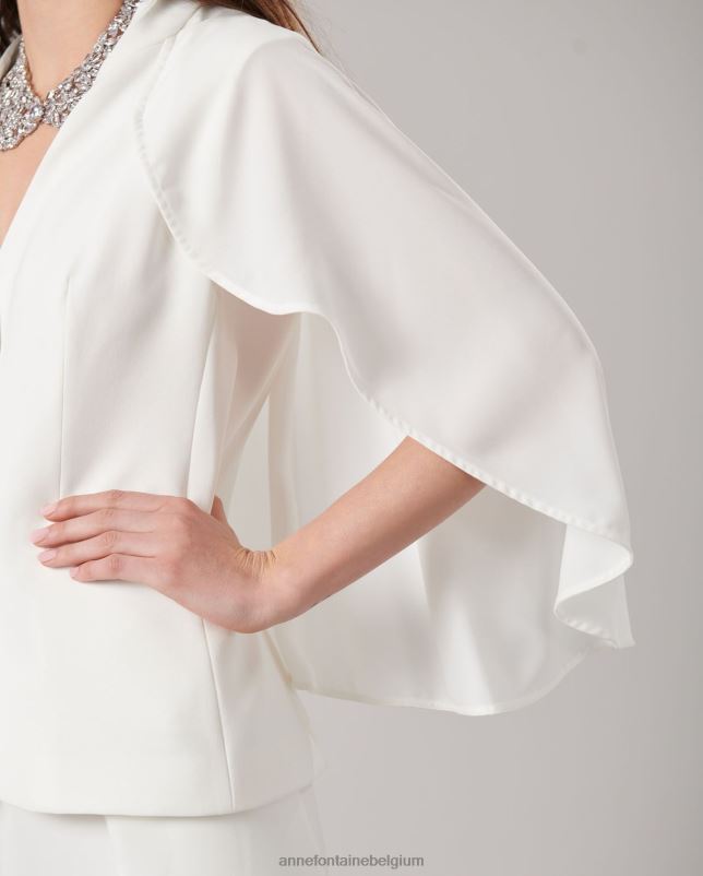 Anne Fontaine vrouwen myliane jasje mouwloos crêpe jasje met cape kleding wit 06TRT400
