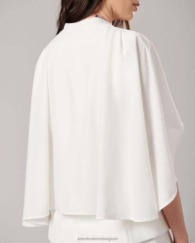 Anne Fontaine vrouwen myliane jasje mouwloos crêpe jasje met cape kleding wit 06TRT400