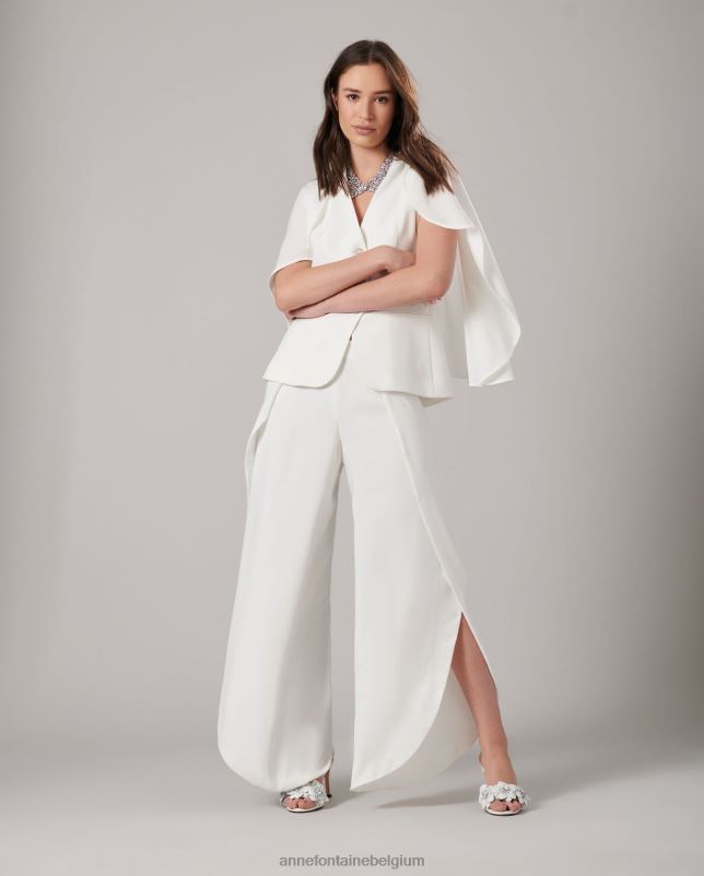 Anne Fontaine vrouwen myliane jasje mouwloos crêpe jasje met cape kleding wit 06TRT400