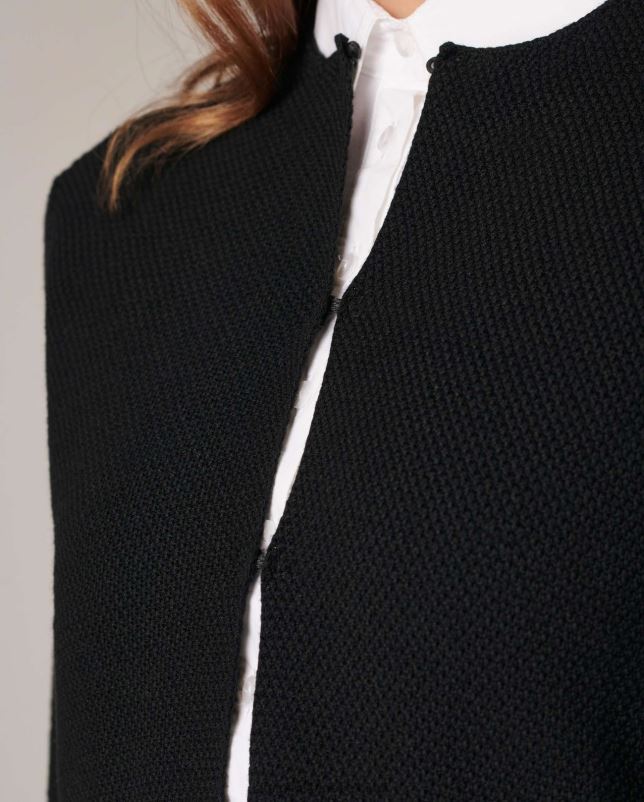 Anne Fontaine vrouwen shada vest gebreid vest met blousonmouwen en gebloemde bontdetails kleding zwart 06TRT435