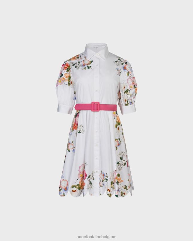 Anne Fontaine vrouwen Mimosa overhemdjurk met kleurrijke bloemmotiefdetails kleding wit 06TRT64