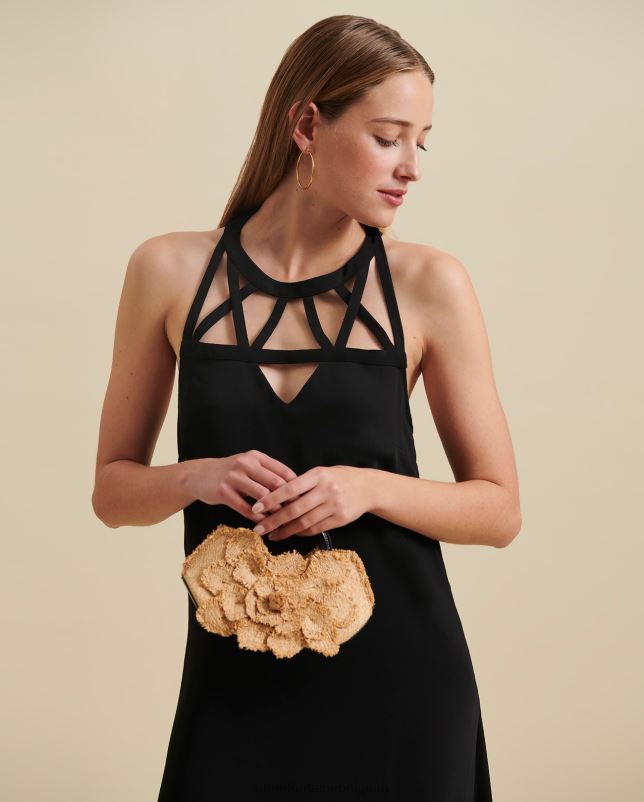 Anne Fontaine vrouwen Vittoria jurk halterjurk met hi-lo zoom kleding zwart 06TRT77