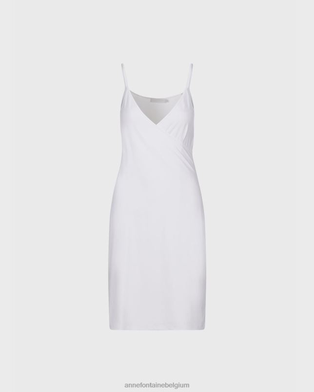 Anne Fontaine vrouwen chani camisole-jurk onderjurk met wikkelhalslijn en dunne bandjes kleding wit 06TRT88