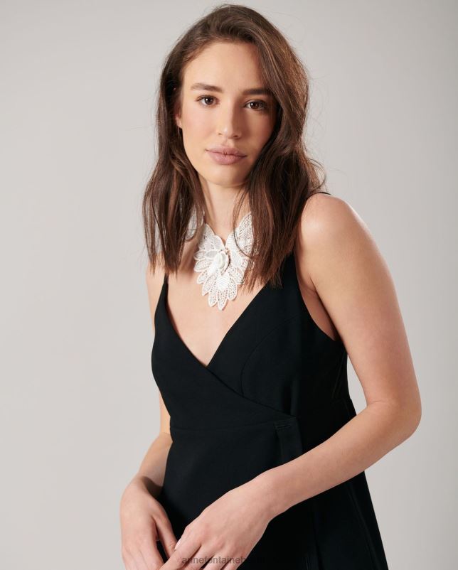 Anne Fontaine vrouwen ciana jurk monochromatische jurk in a-lijnstijl met kanten zoom kleding zwart wit 06TRT93