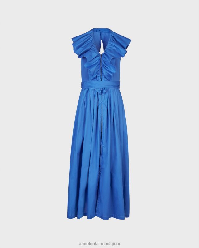 Anne Fontaine vrouwen hendaye jurk maxi-jurk in halterstijl met plooien en ruches kleding blauw 06TRT86