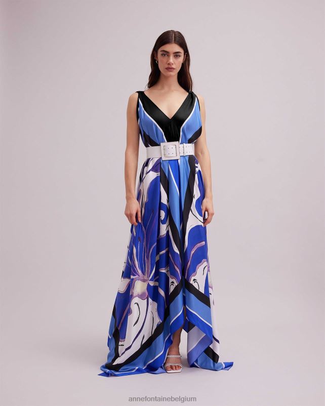 Anne Fontaine vrouwen signac jurk maxi-sjaaljurk met bloemenprint kleding blauw 06TRT70